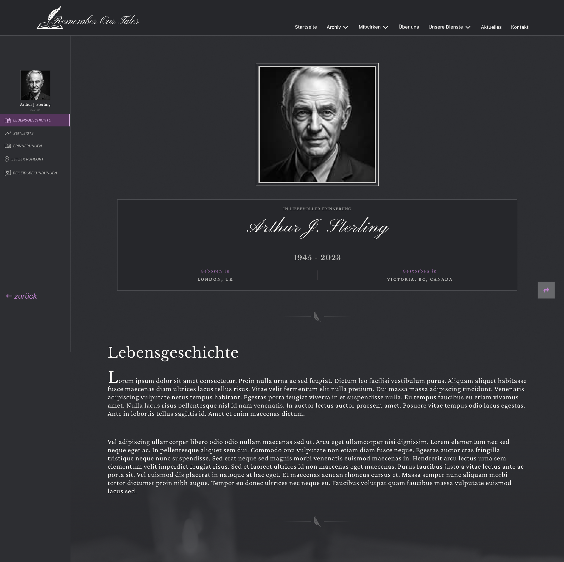 Obituary protoype design